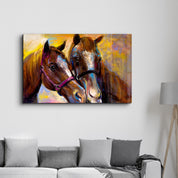 Horses in Love | Glass Wall Art - Artdesigna