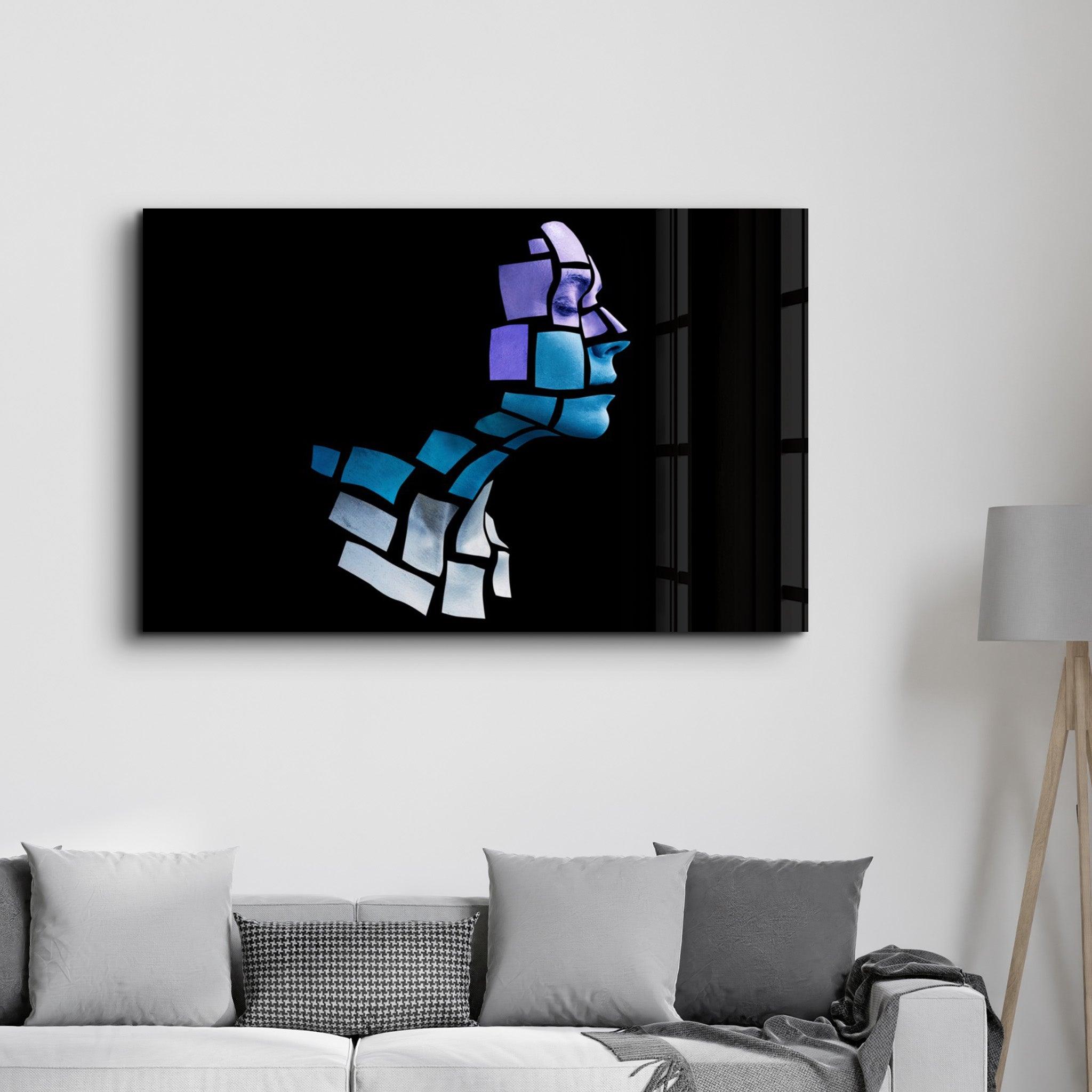 Mysterious Face | Glass Wall Art - Artdesigna