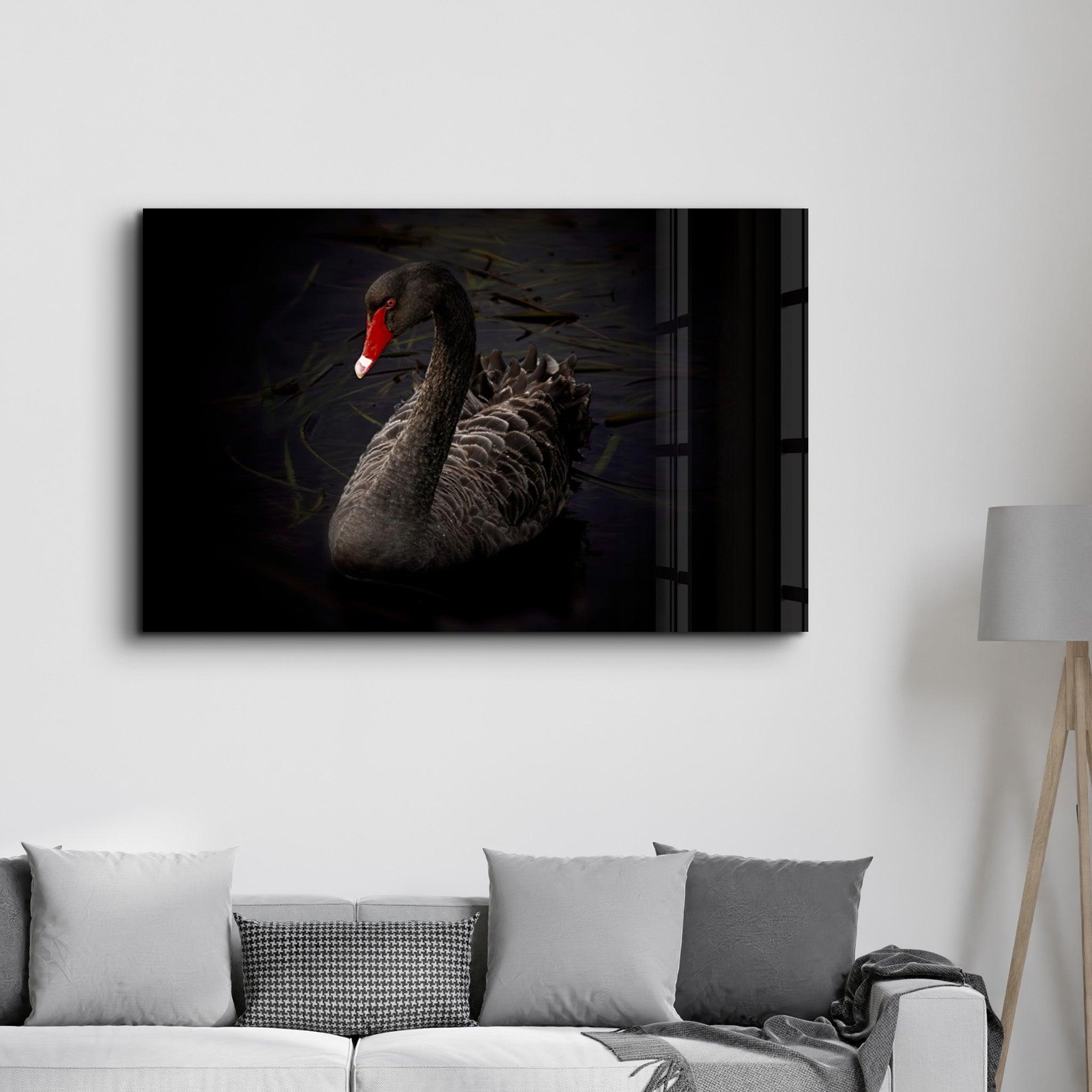 Black Goose | Glass Wall Art - Artdesigna