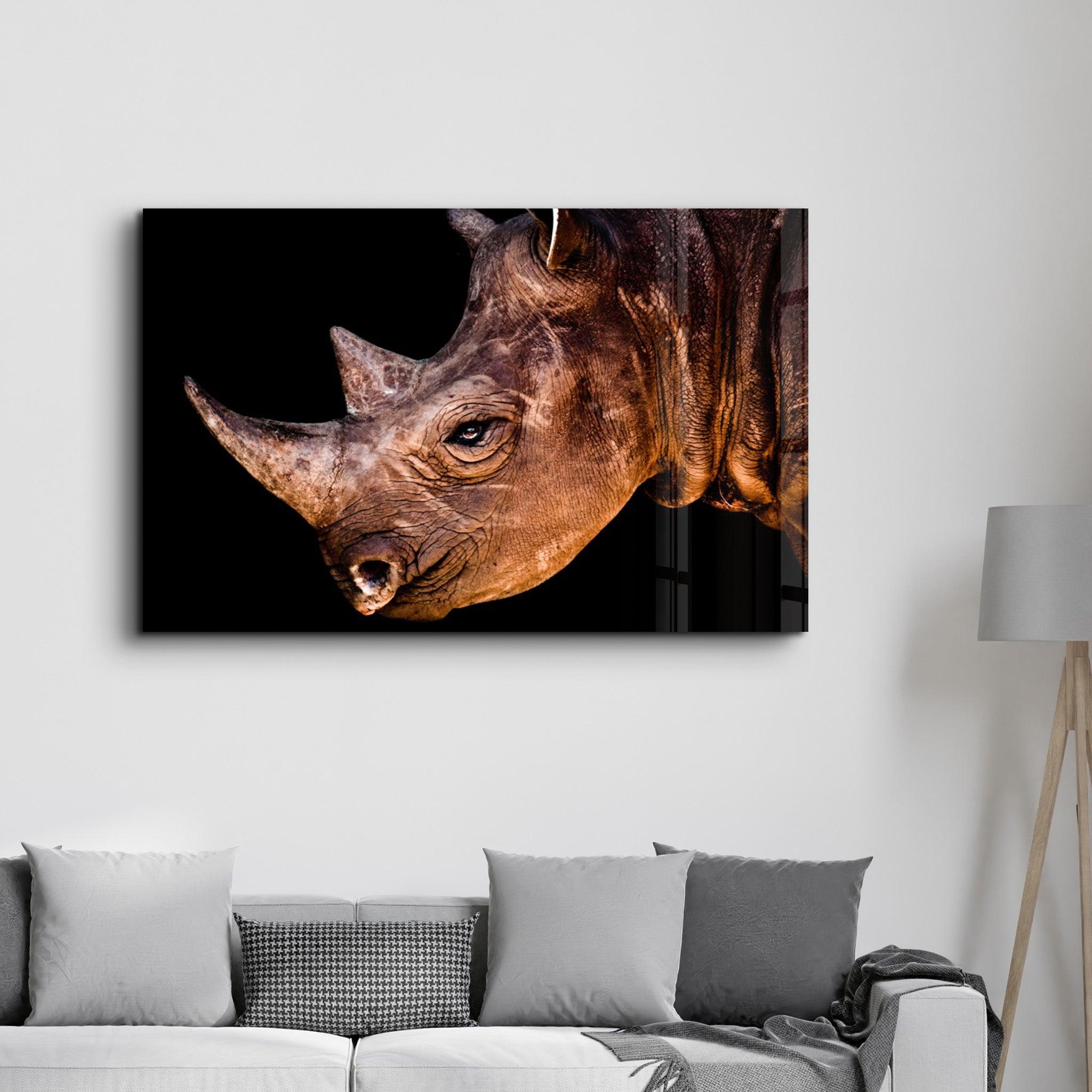 Rhino V3 | Glass Wall Art - Artdesigna