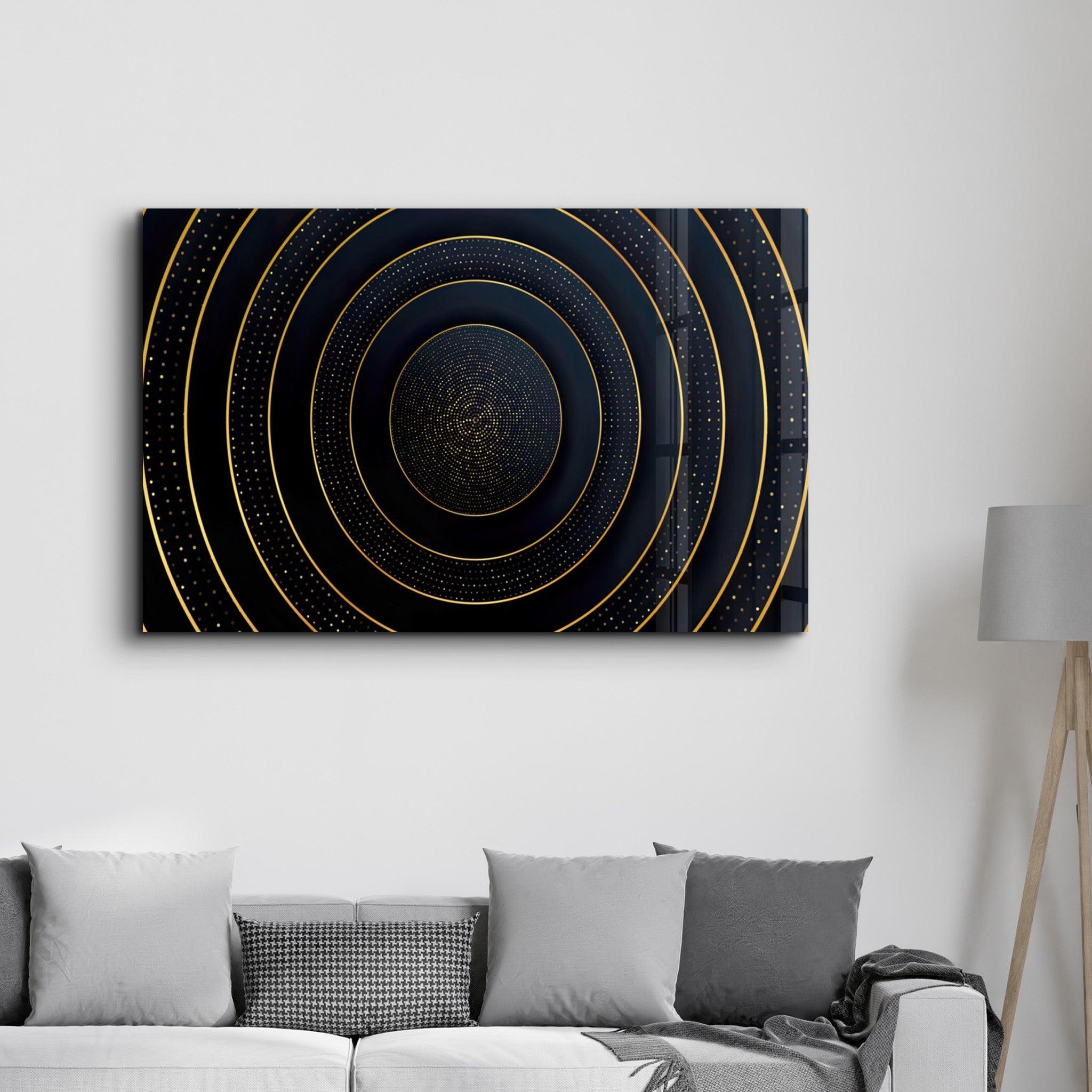 Golden Circles | Glass Wall Art - Artdesigna