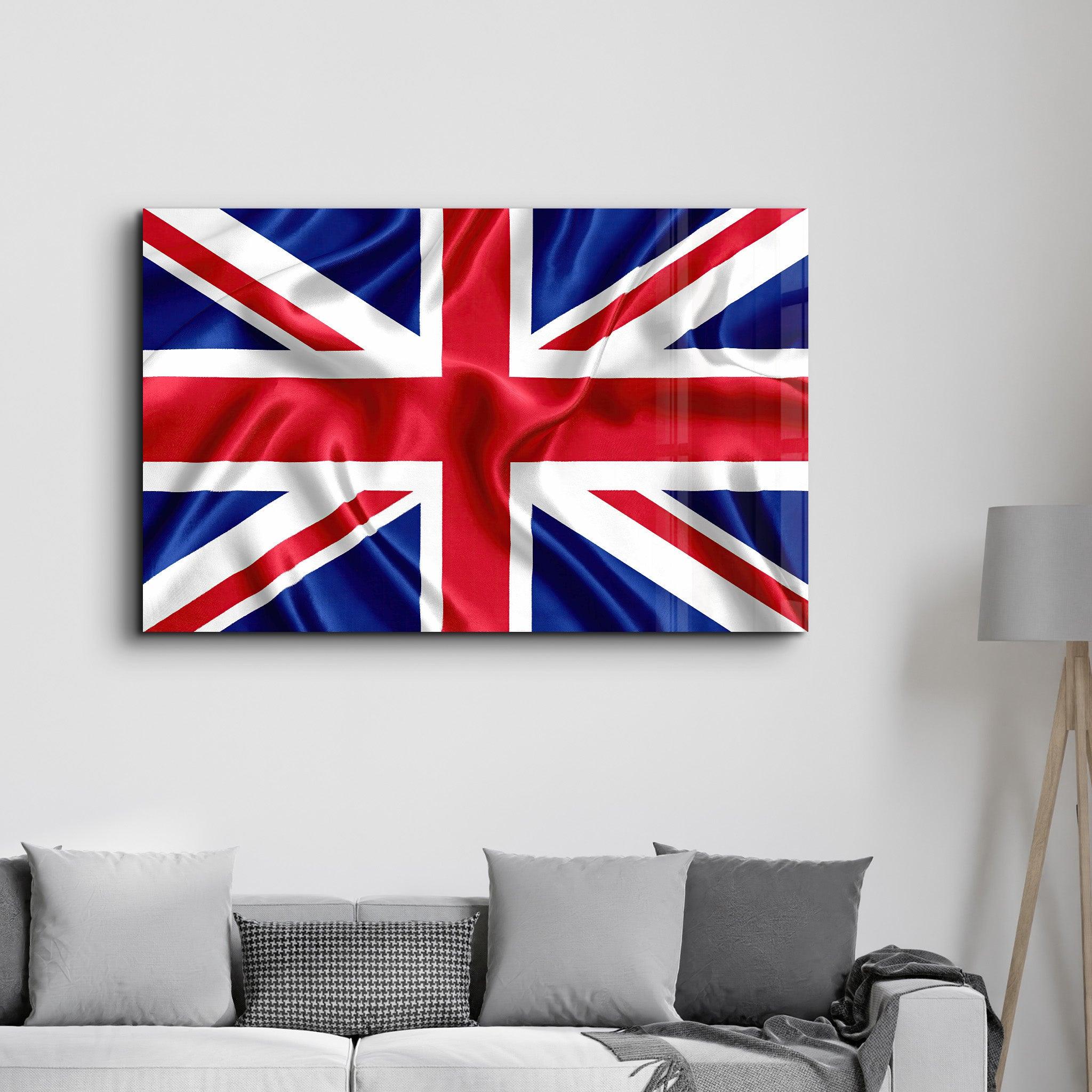 UK Flag | Glass Wall Art - Artdesigna