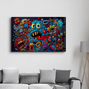 Graffiti Monsters | Glass Wall Art - Artdesigna