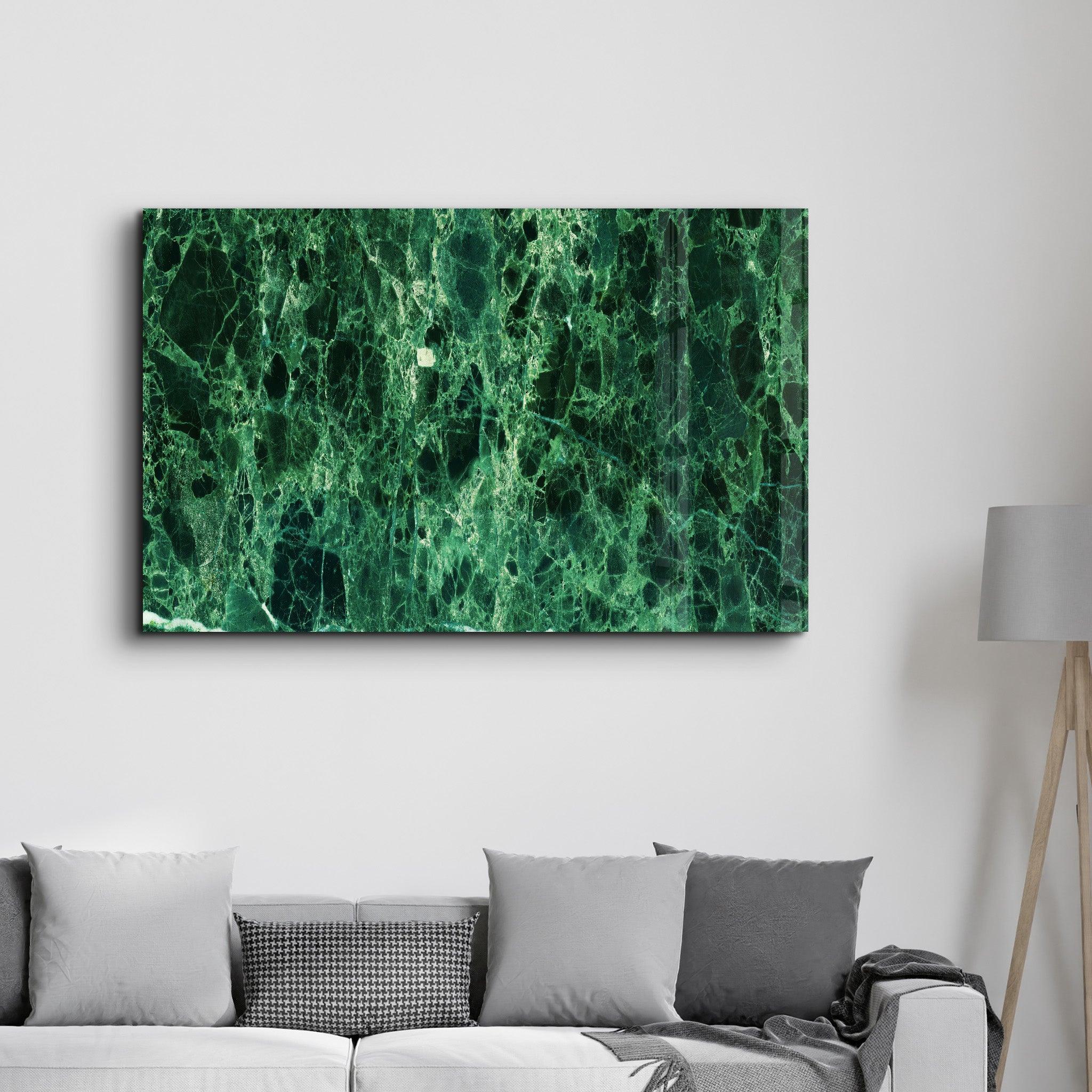 Green Marble | Glass Wall Art - Artdesigna