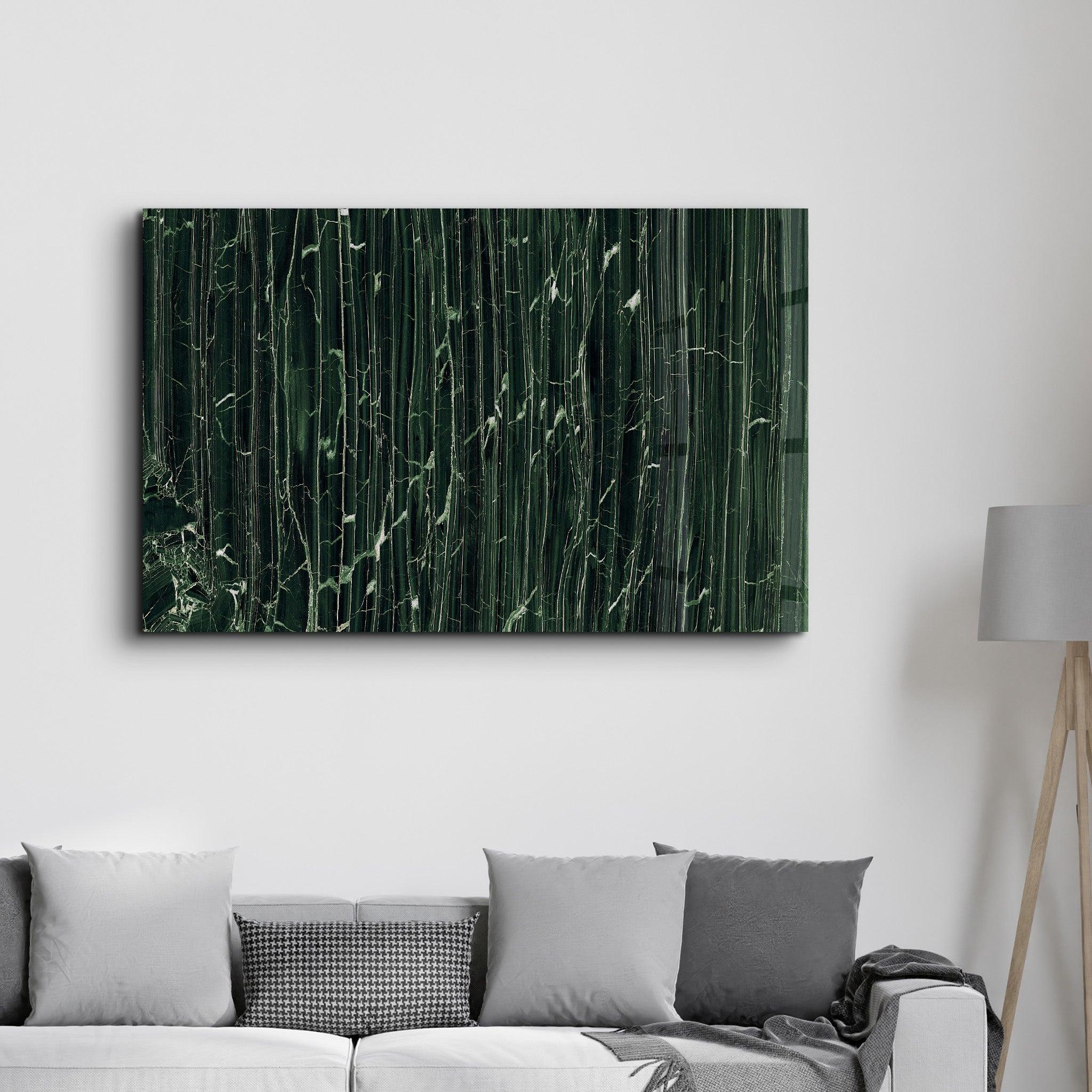 Dark Green Marble | Glass Wall Art - Artdesigna