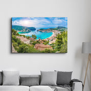 Panoramic view of Porte de Soller, Palma Mallorca, Spain | Glass Wall Art - Artdesigna