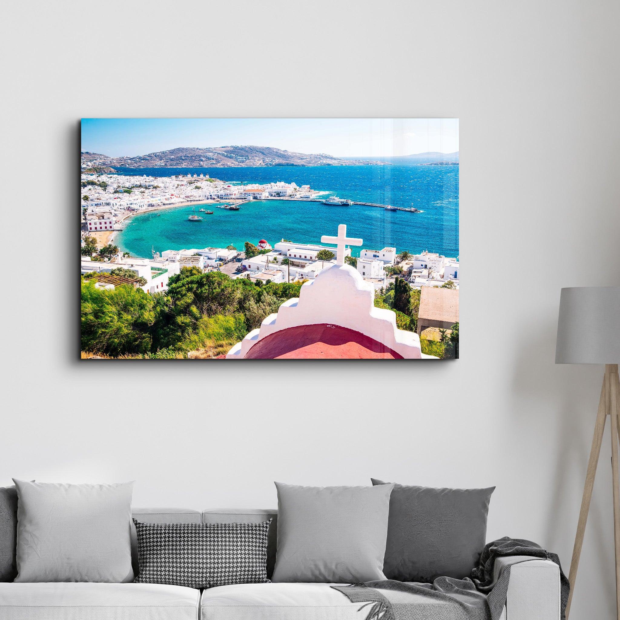 Mykonos - Greece | Glass Wall Art - Artdesigna