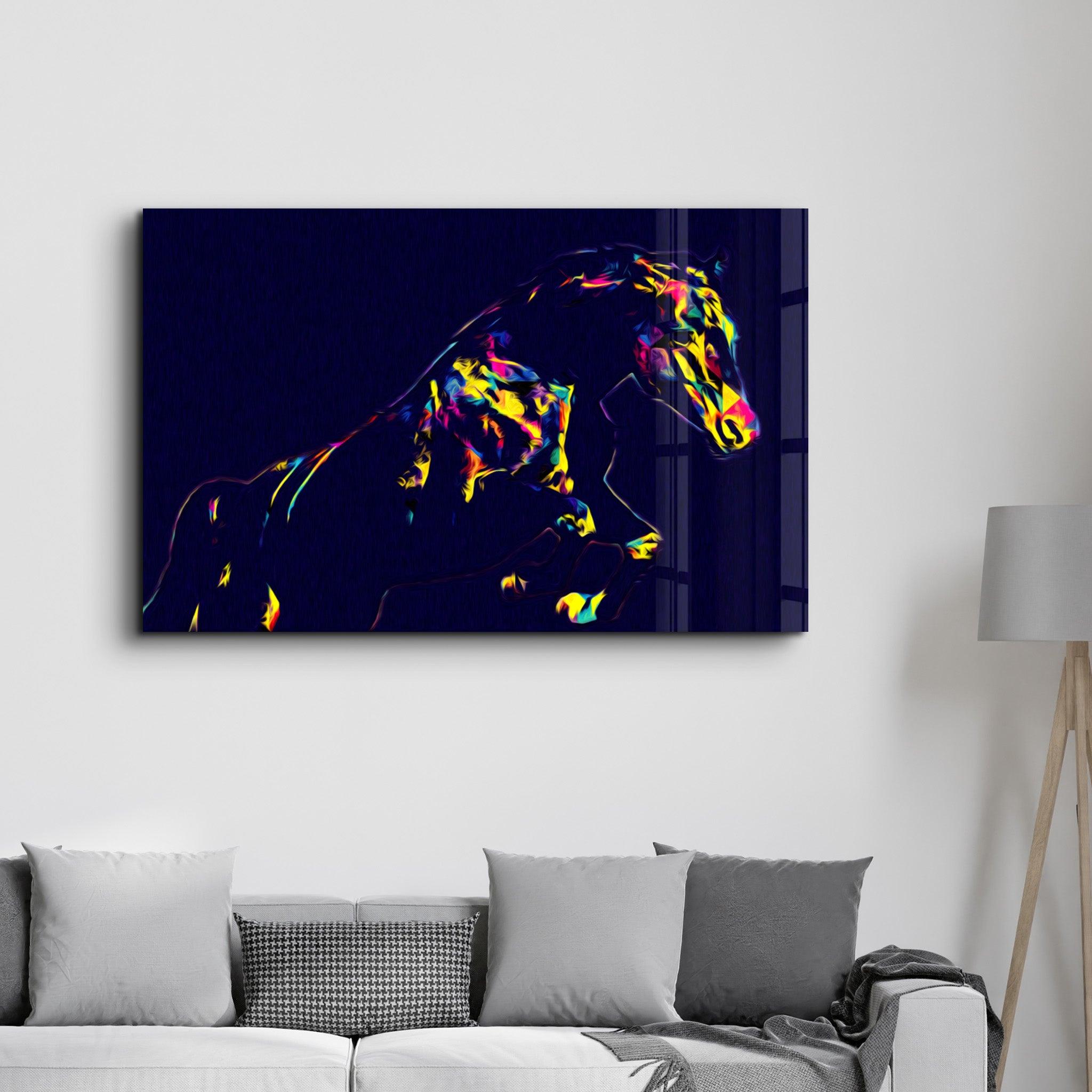 Colormix Horse | Glass Wall Art - Artdesigna