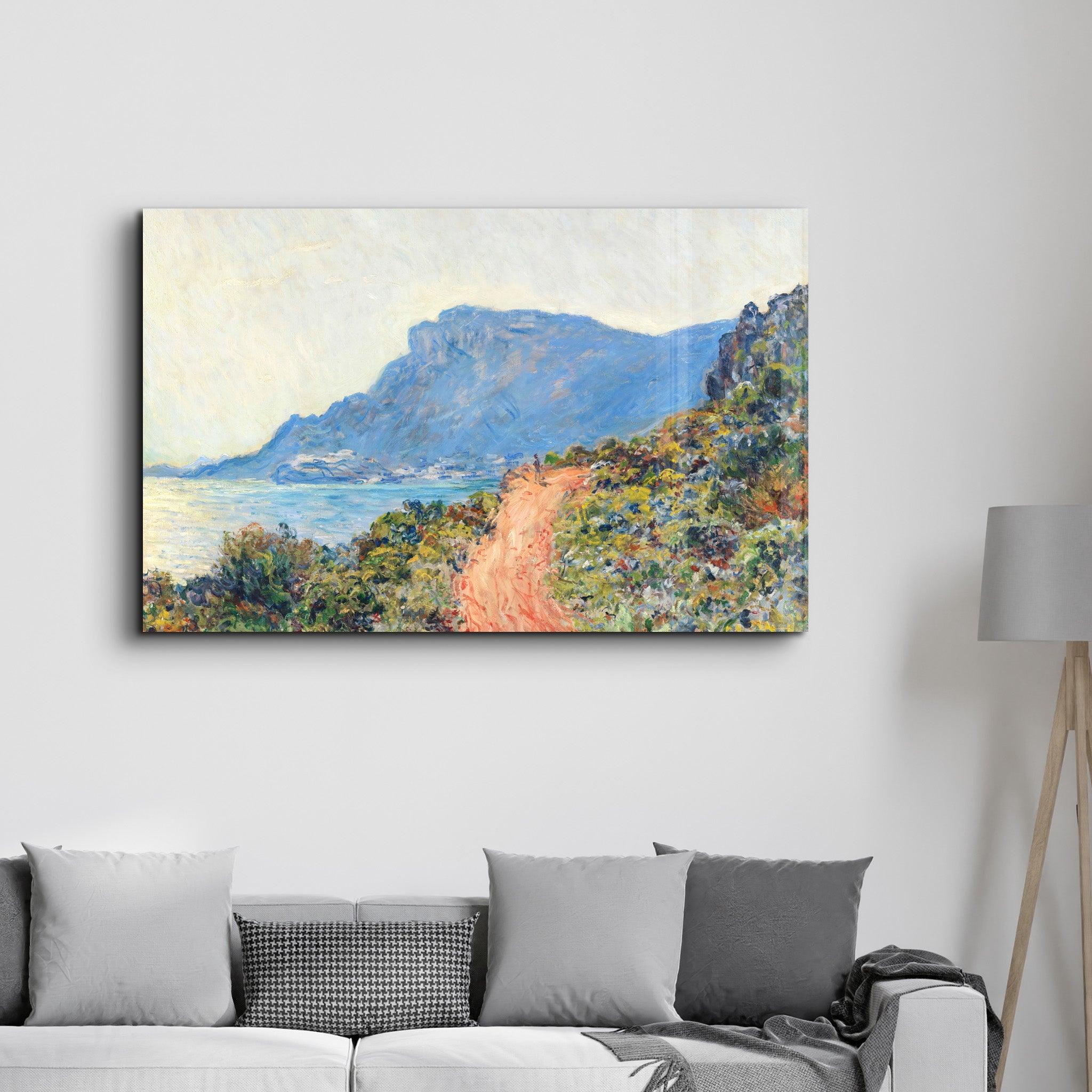 Claude Monet The Corniche Landscape Painting (1884) | Glass Wall Art - Artdesigna