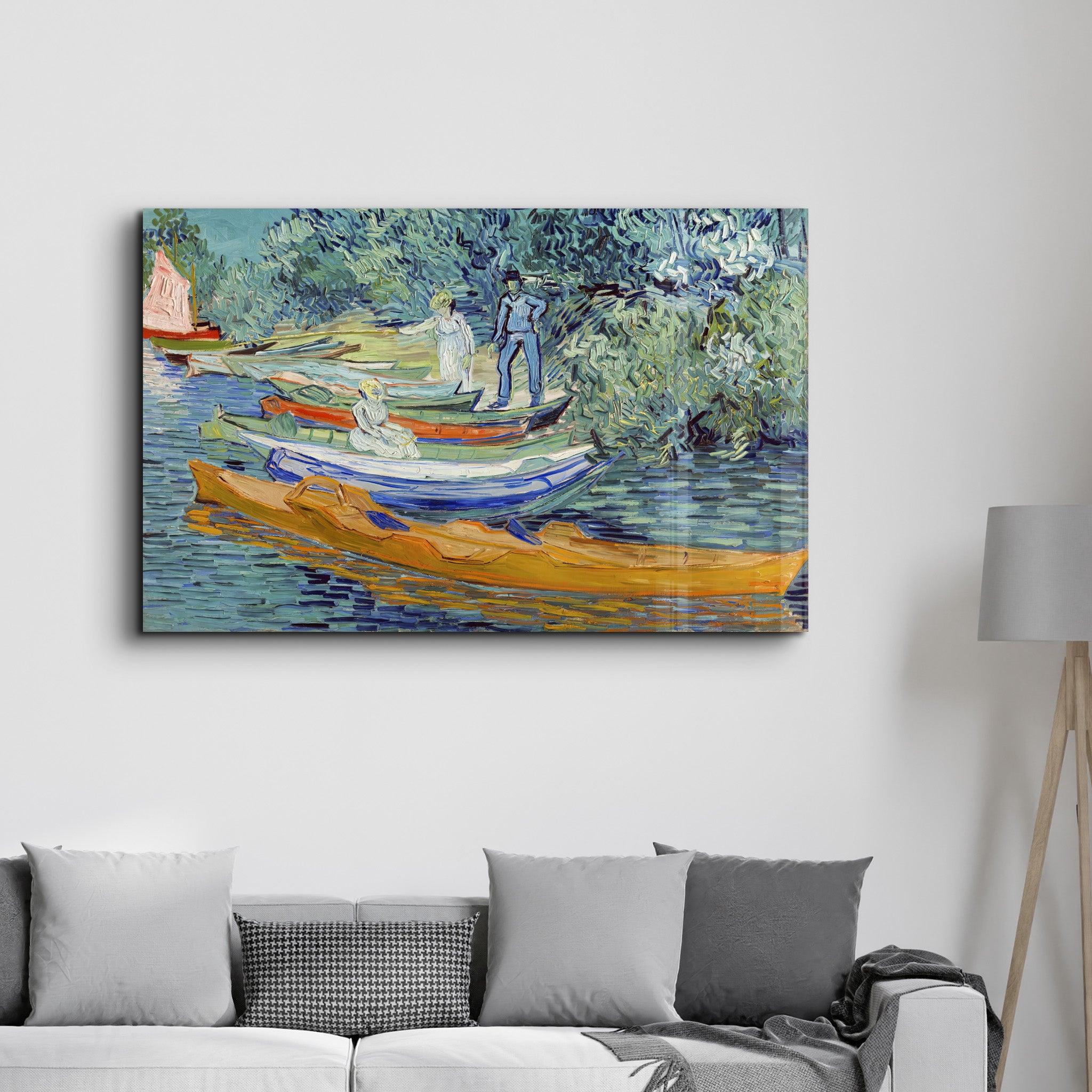 Vincent van Gogh's Bank of the Oise at Auvers (1890) | Glass Wall Art - Artdesigna