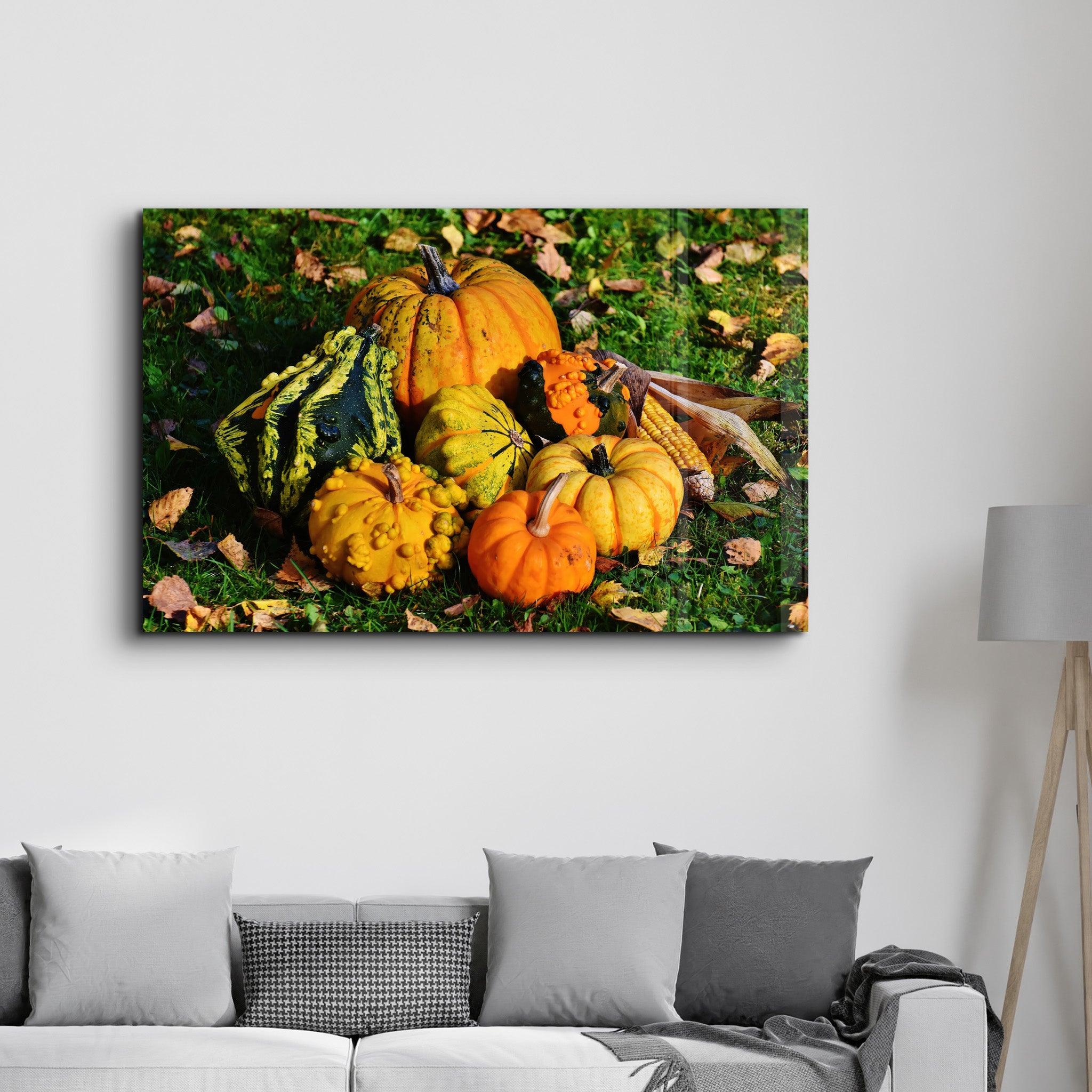 Pumpkins | Glass Wall Art - Artdesigna