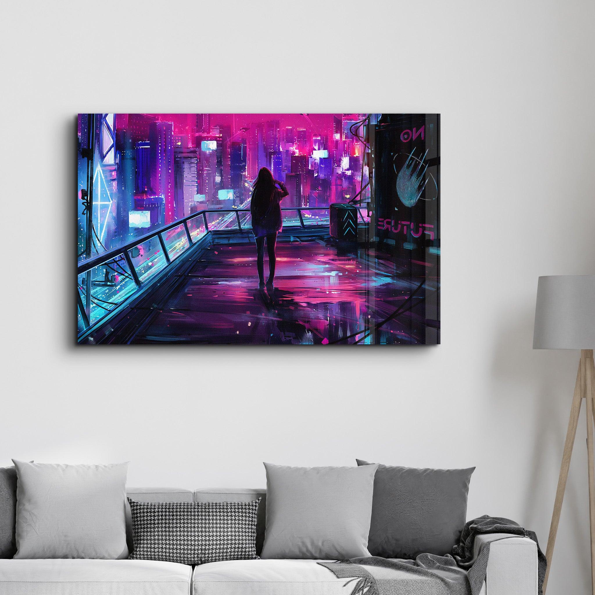 Cyber City | Glass Wall Art - Artdesigna