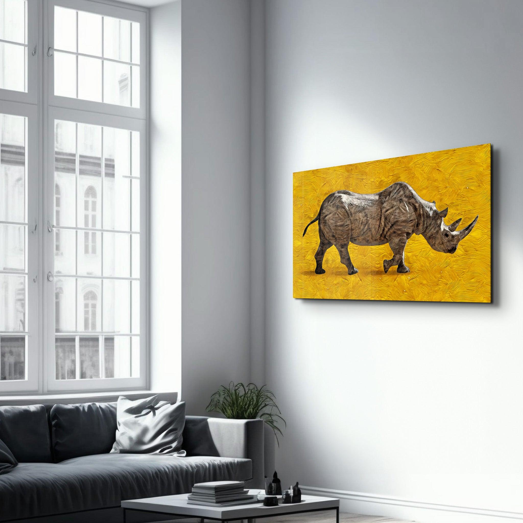 Abstract Rhino | Glass Wall Art - Artdesigna