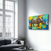 Abstract Rhino V2 | Glass Wall Art - Artdesigna