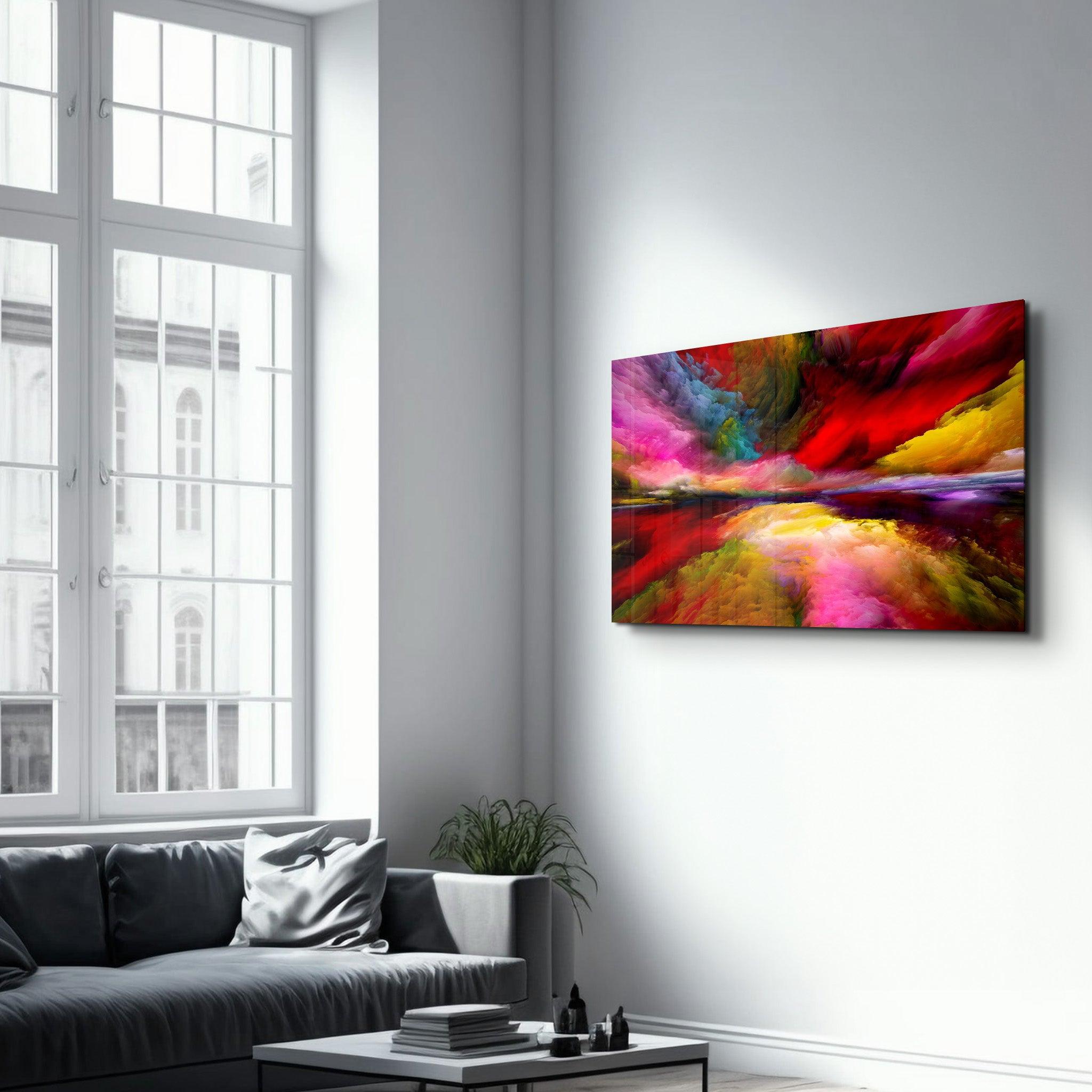 Abstract Colorful Clouds | Glass Wall Art - Artdesigna