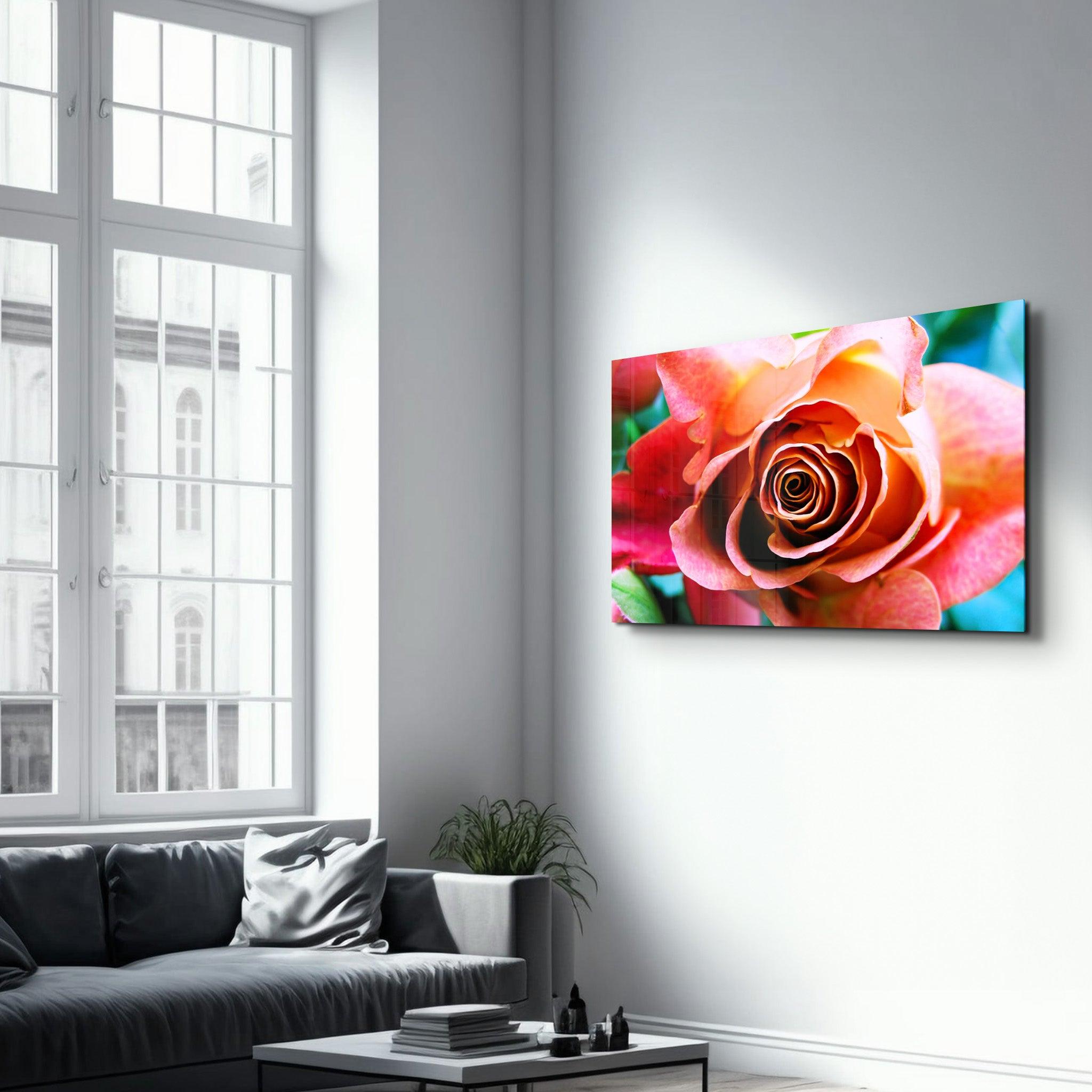 Floribunda Rose | Glass Wall Art - Artdesigna