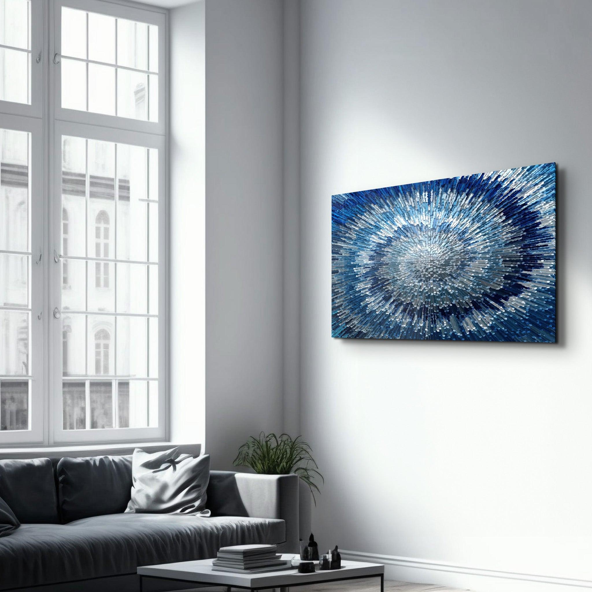 Shades Of Blue | Glass Wall Art - Artdesigna