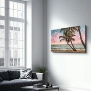 Oil Painting Of The Tropical | Glass Wall Art - Artdesigna