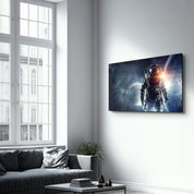 The Cool Astronaut In Space | Glass Wall Art - Artdesigna