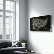 The US Map | Glass Wall Art - Artdesigna