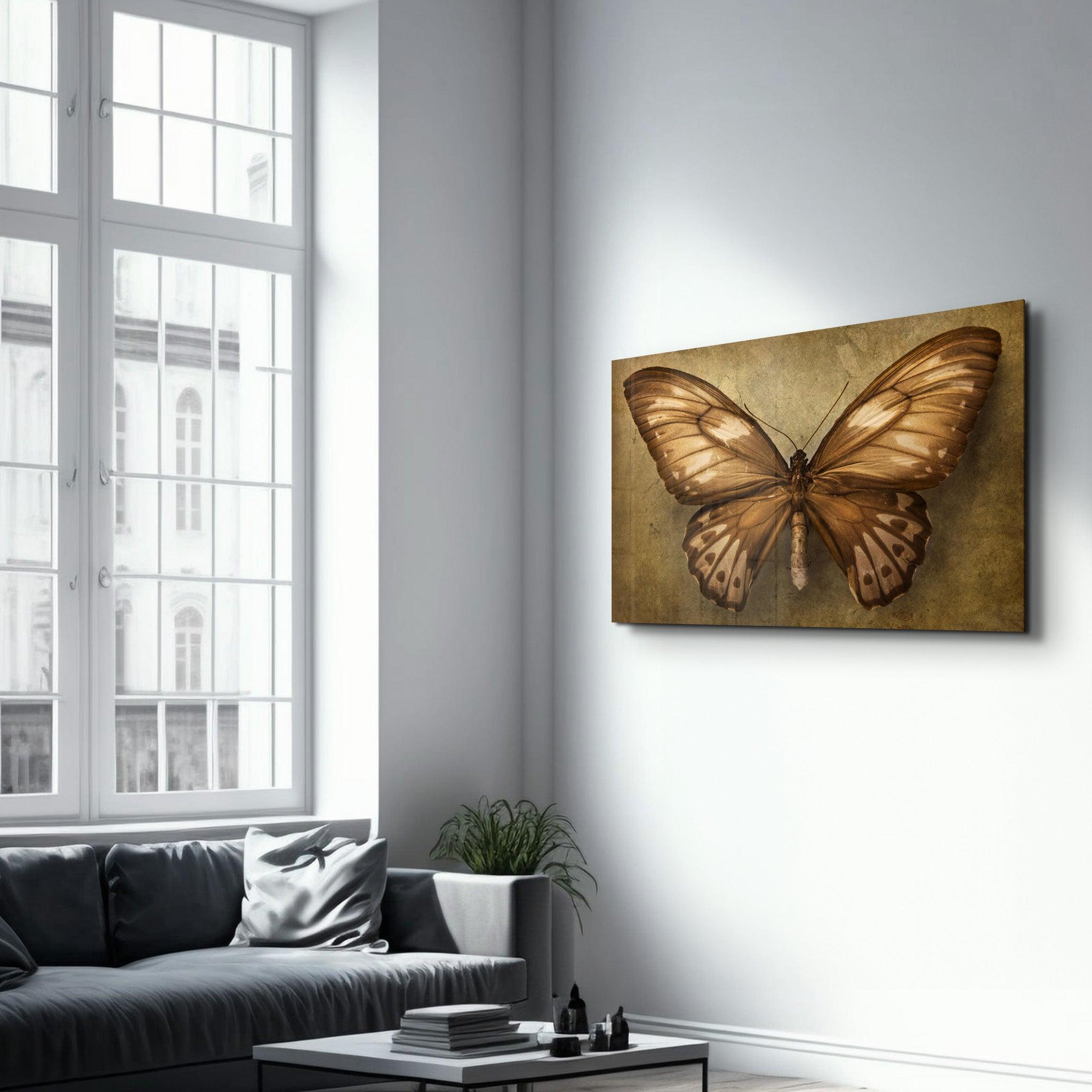 Vintage Butterfly | Glass Wall Art - Artdesigna