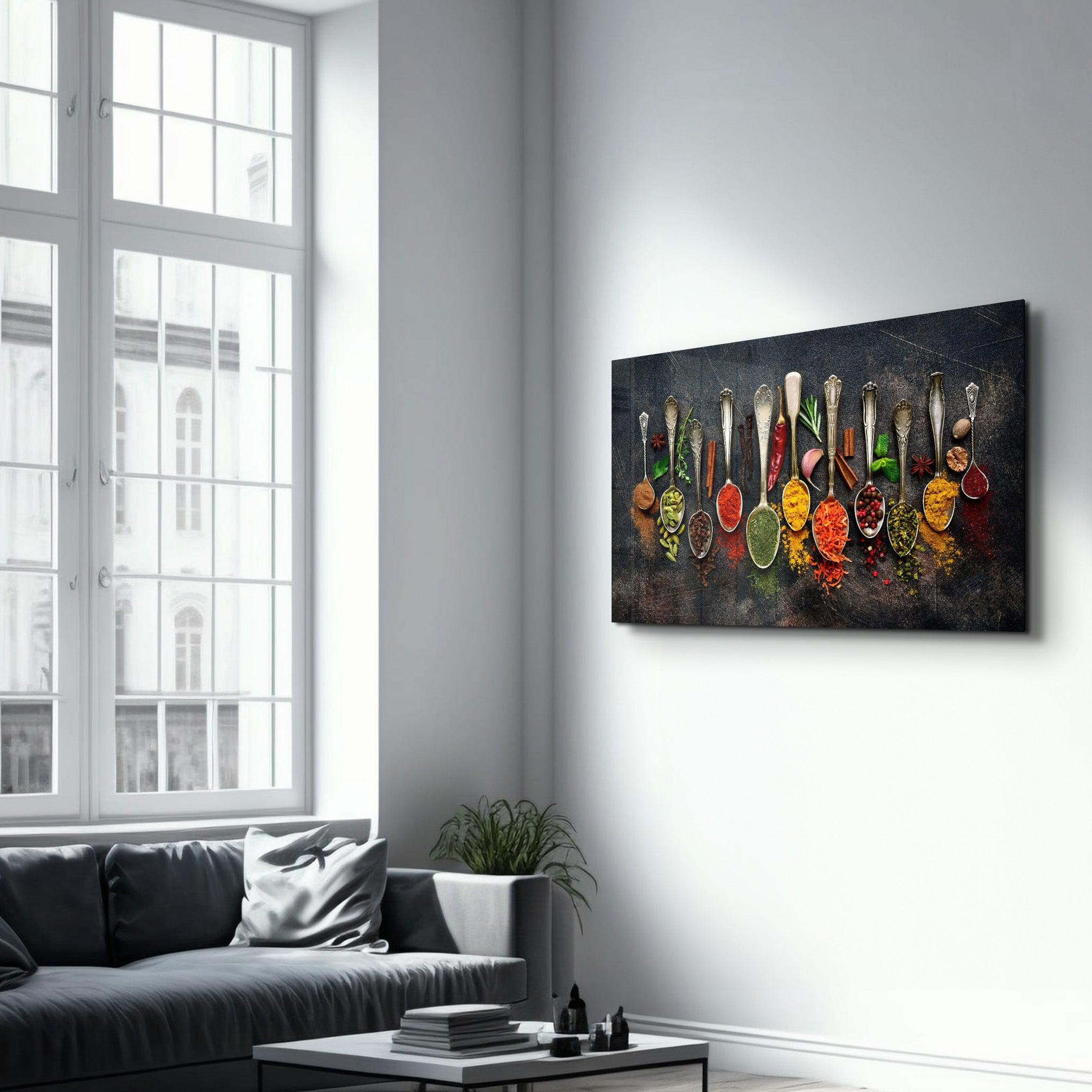 Indian Spices | Glass Wall Art - Artdesigna