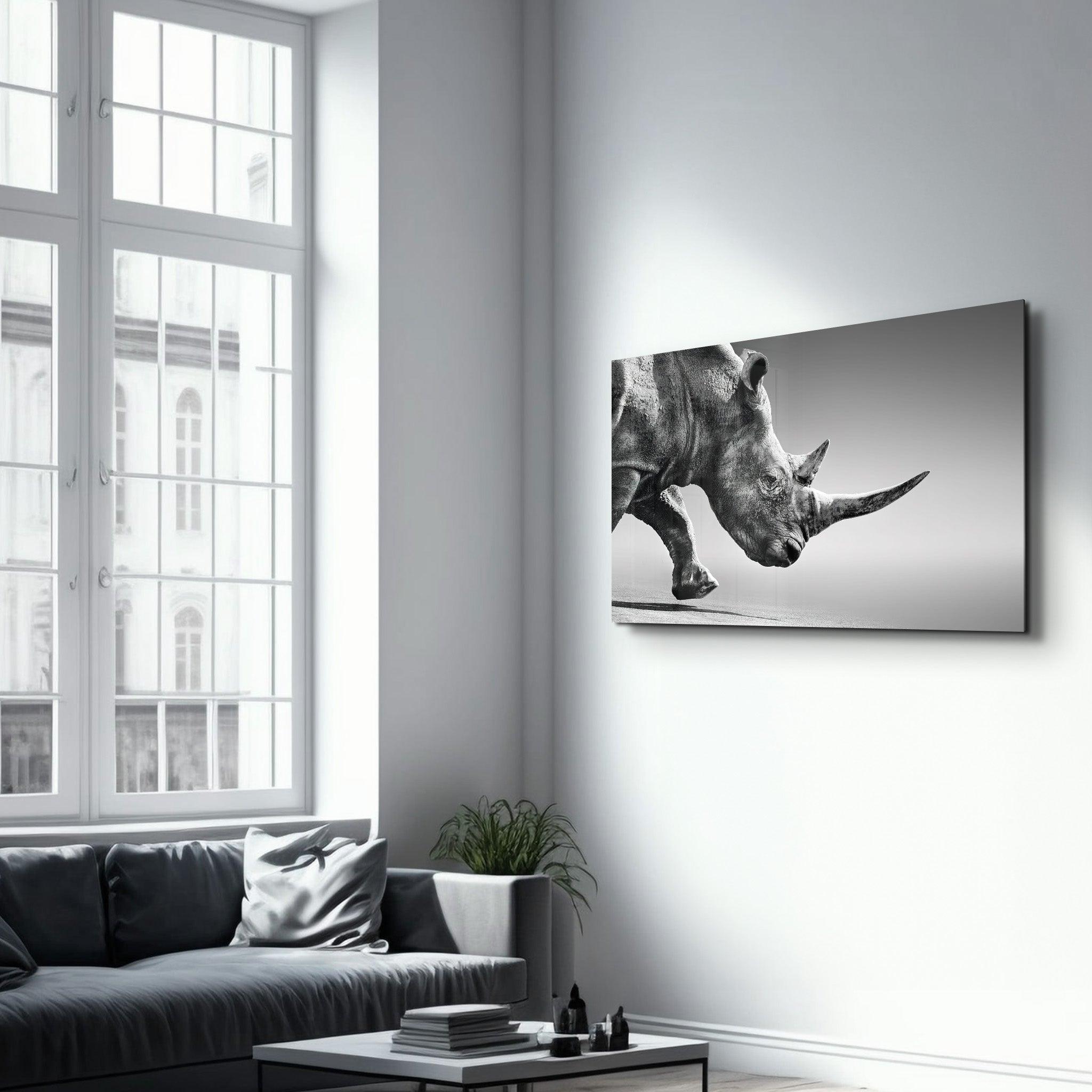 Black Rhinoceros | Glass Wall Art - Artdesigna