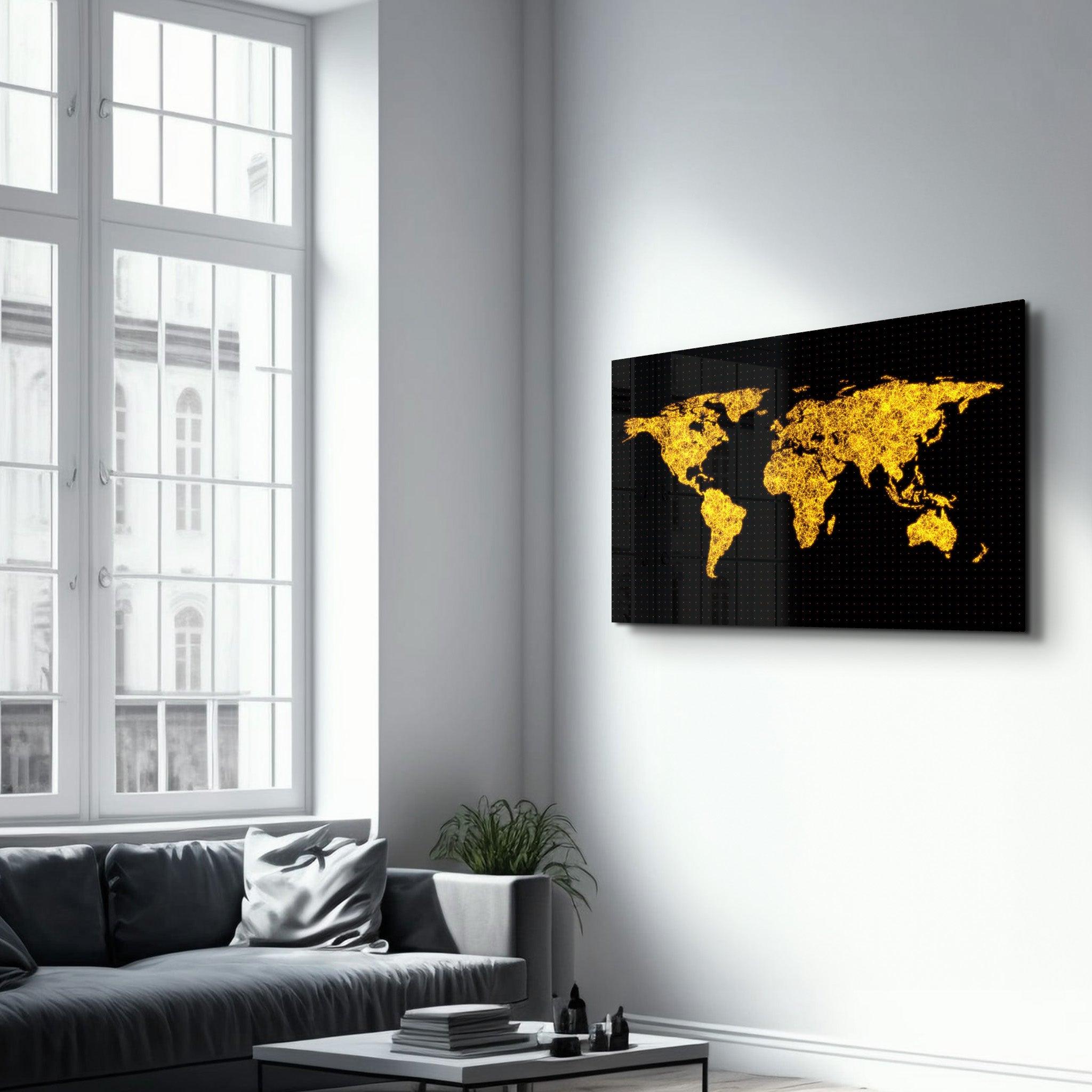 The Network Of The World | Glass Wall Art - Artdesigna