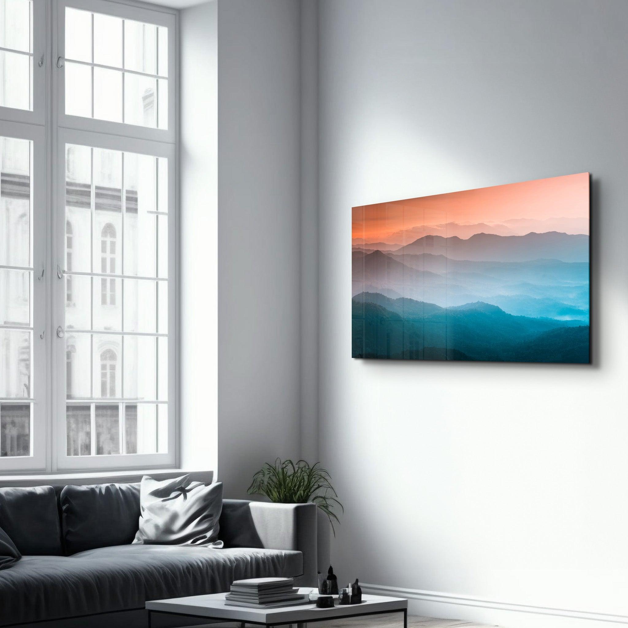 The Nature Between Orange And Blue | Glass Wall Art - Artdesigna