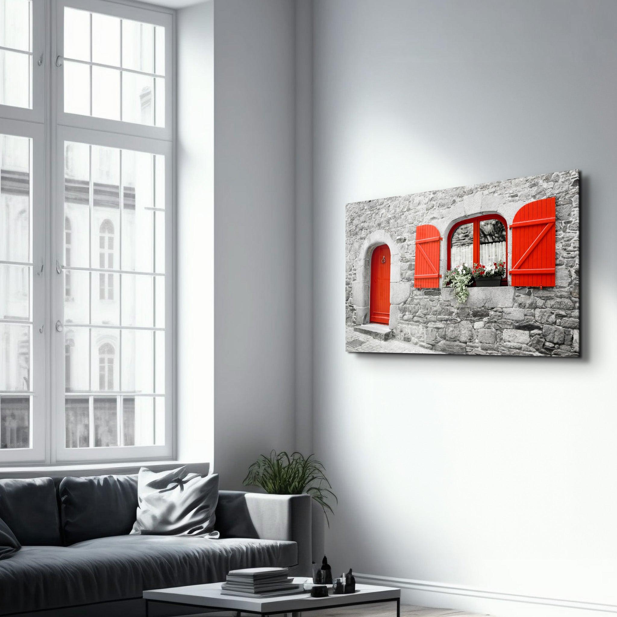 Red Door | Glass Wall Art - Artdesigna