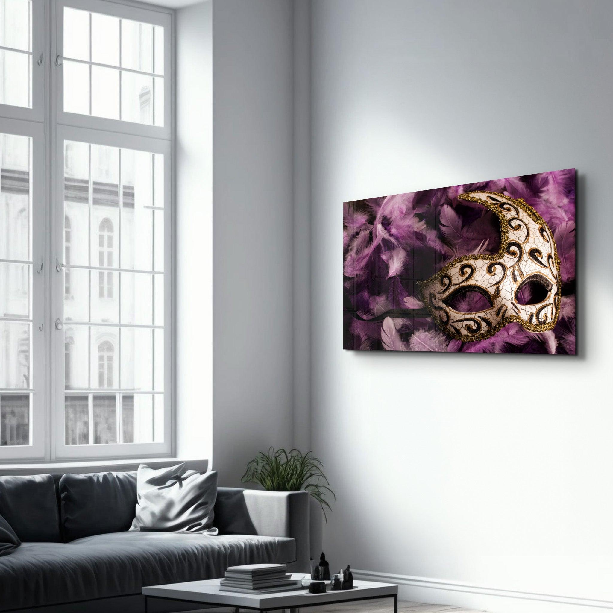 Venetian Mask | Glass Wall Art - Artdesigna