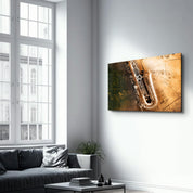 Music (Saxophone) | Glass Wall Art - Artdesigna