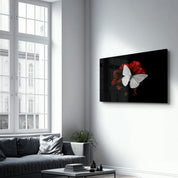 Silent Grace: White Butterfly | Glass Wall Art - Artdesigna