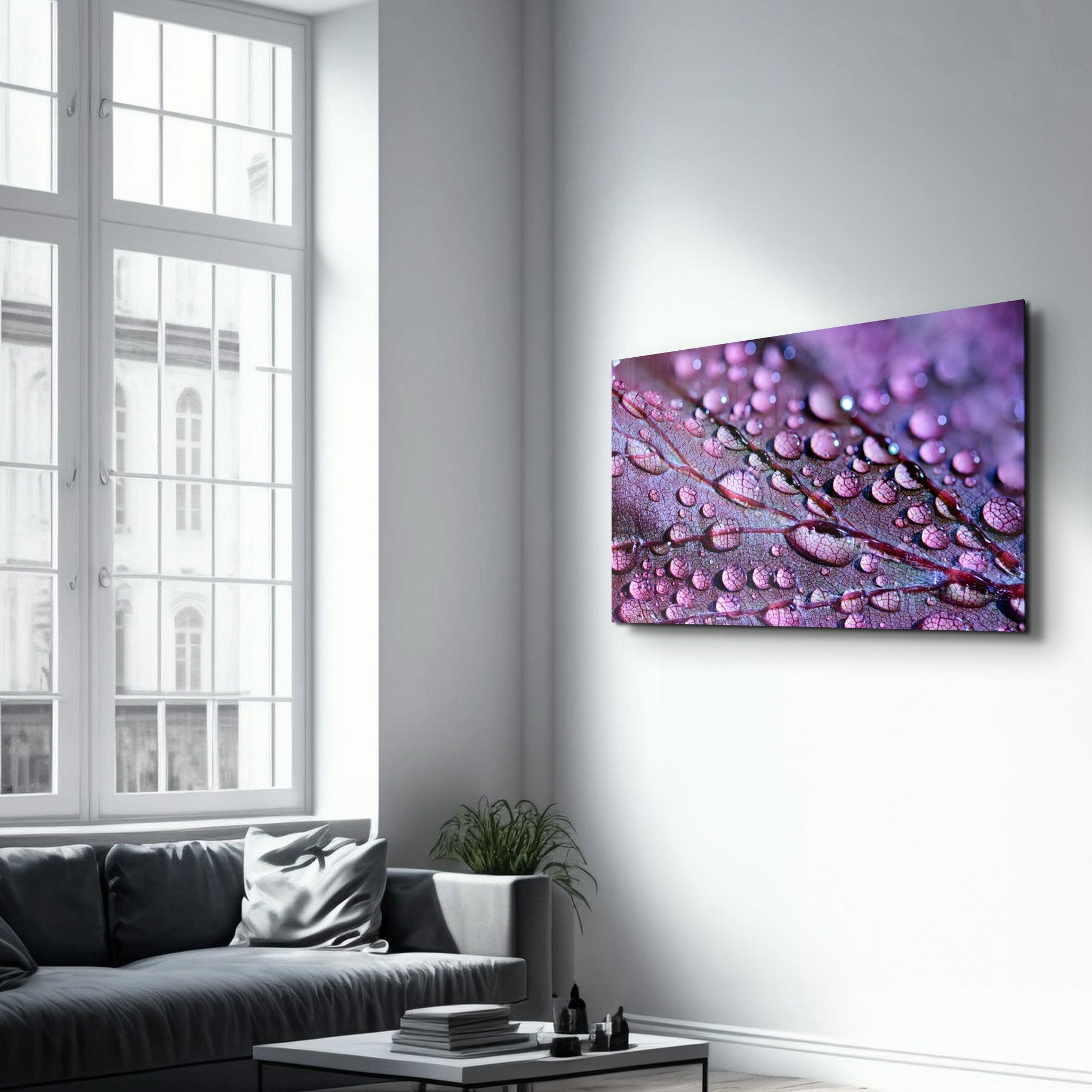 Purple Leaf | Glass Wall Art - Artdesigna