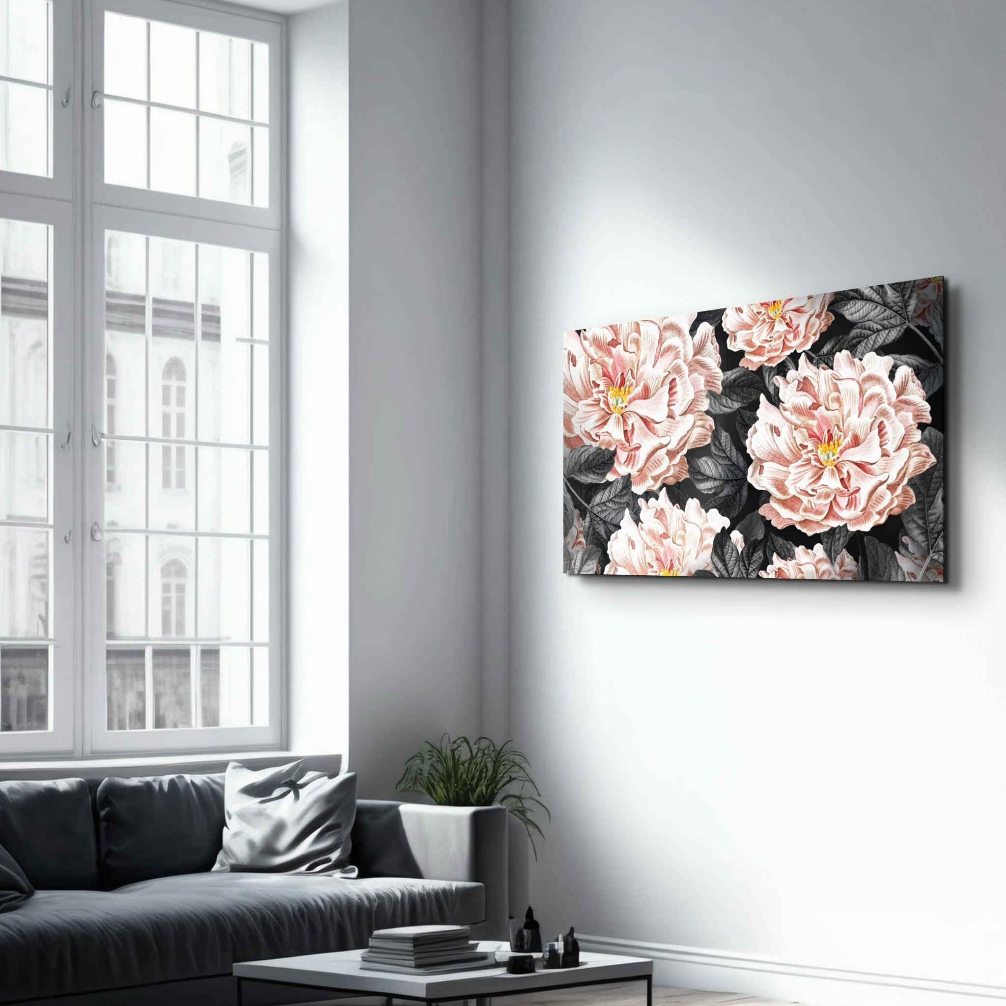 Midnight Blossoms | Glass Wall Art - Artdesigna