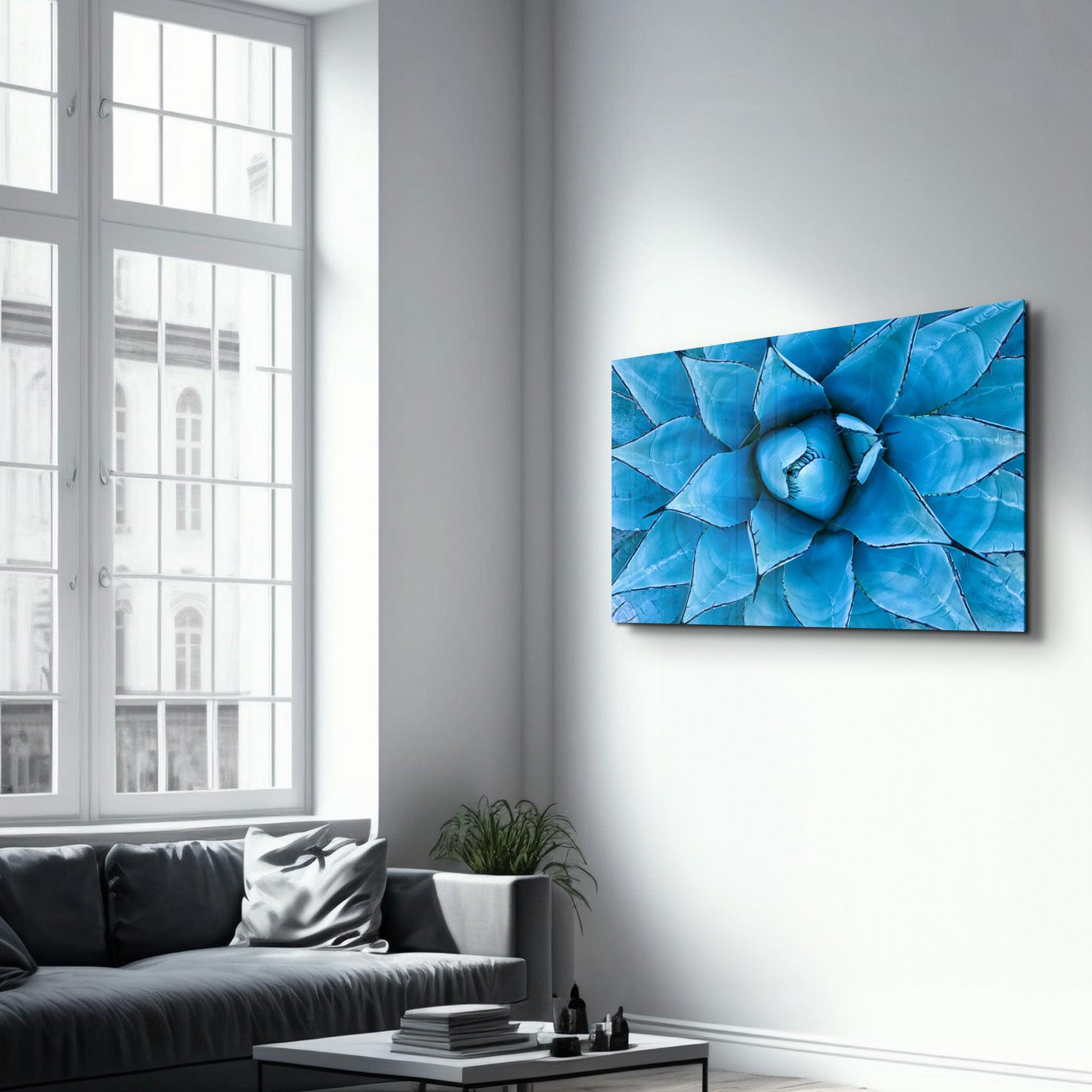 Azure Agave | Glass Wall Art - Artdesigna