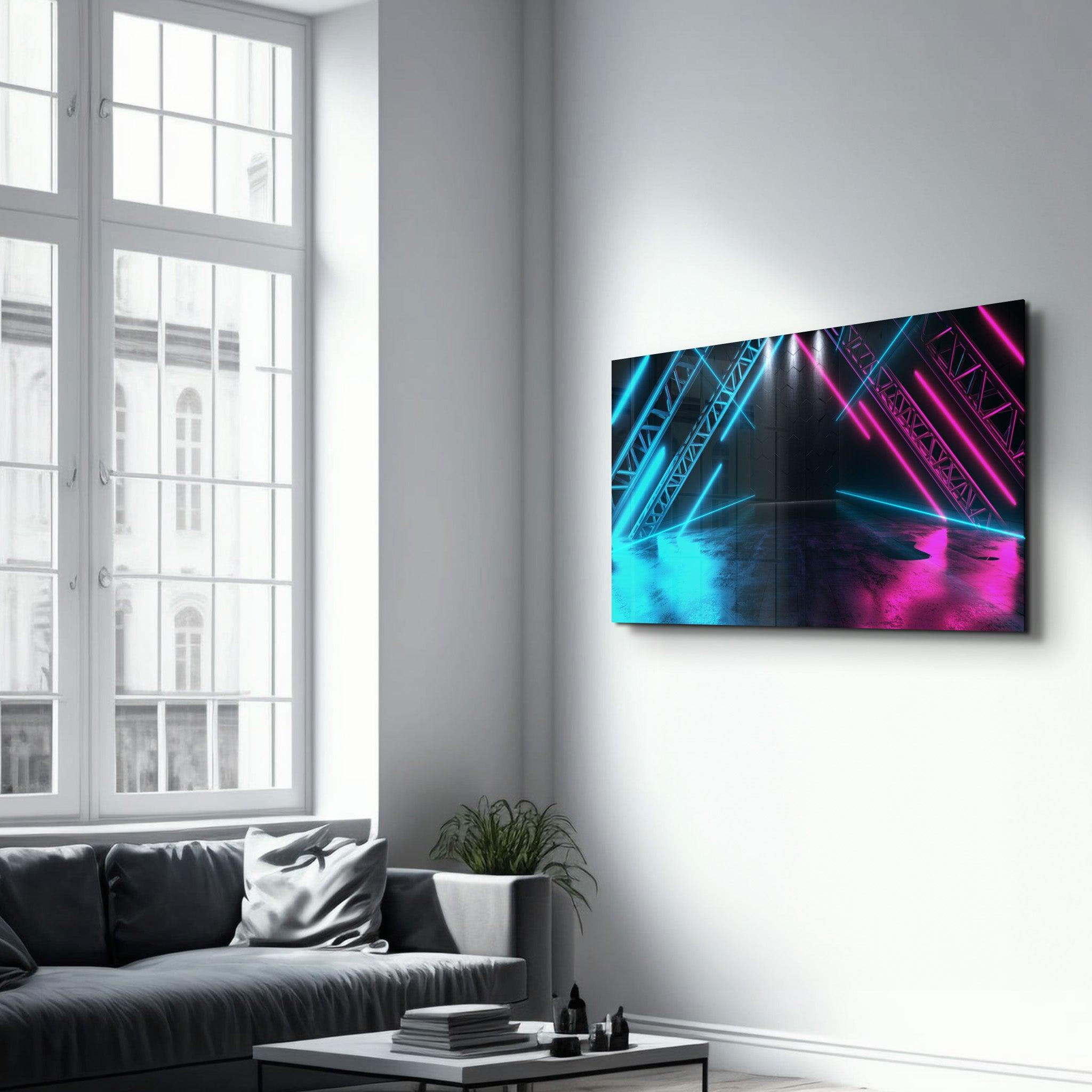 Neon Stage | Glass Wall Art - Artdesigna