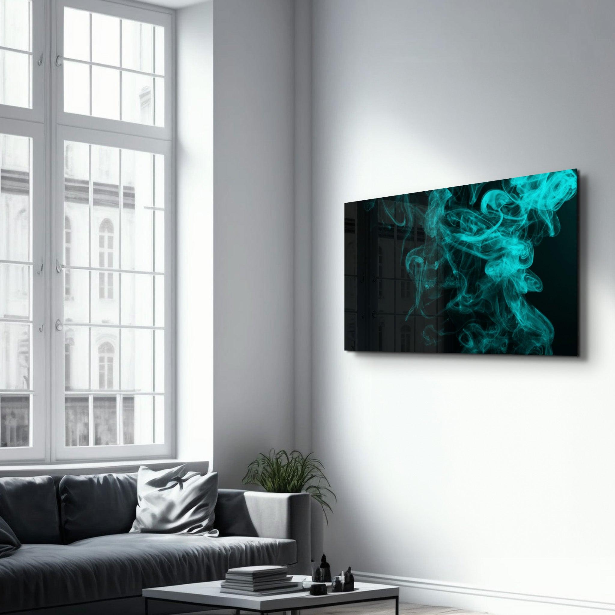 Green Smoke | Glass Wall Art - Artdesigna