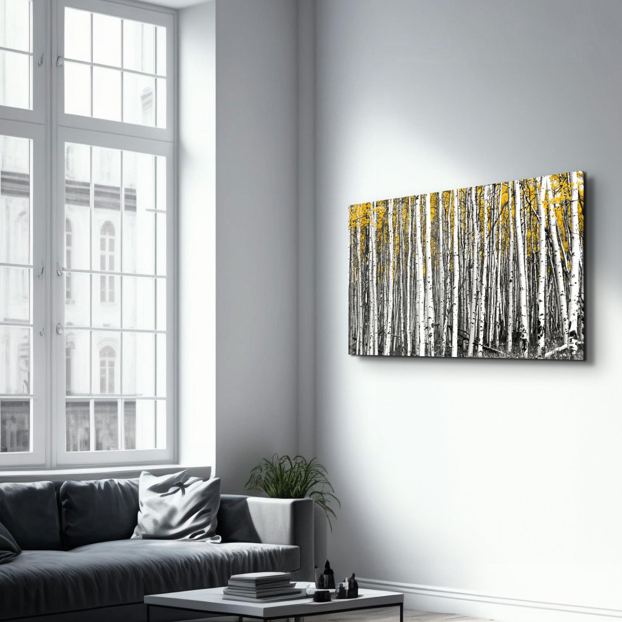 Abstract White Trees | Glass Wall Art - Artdesigna