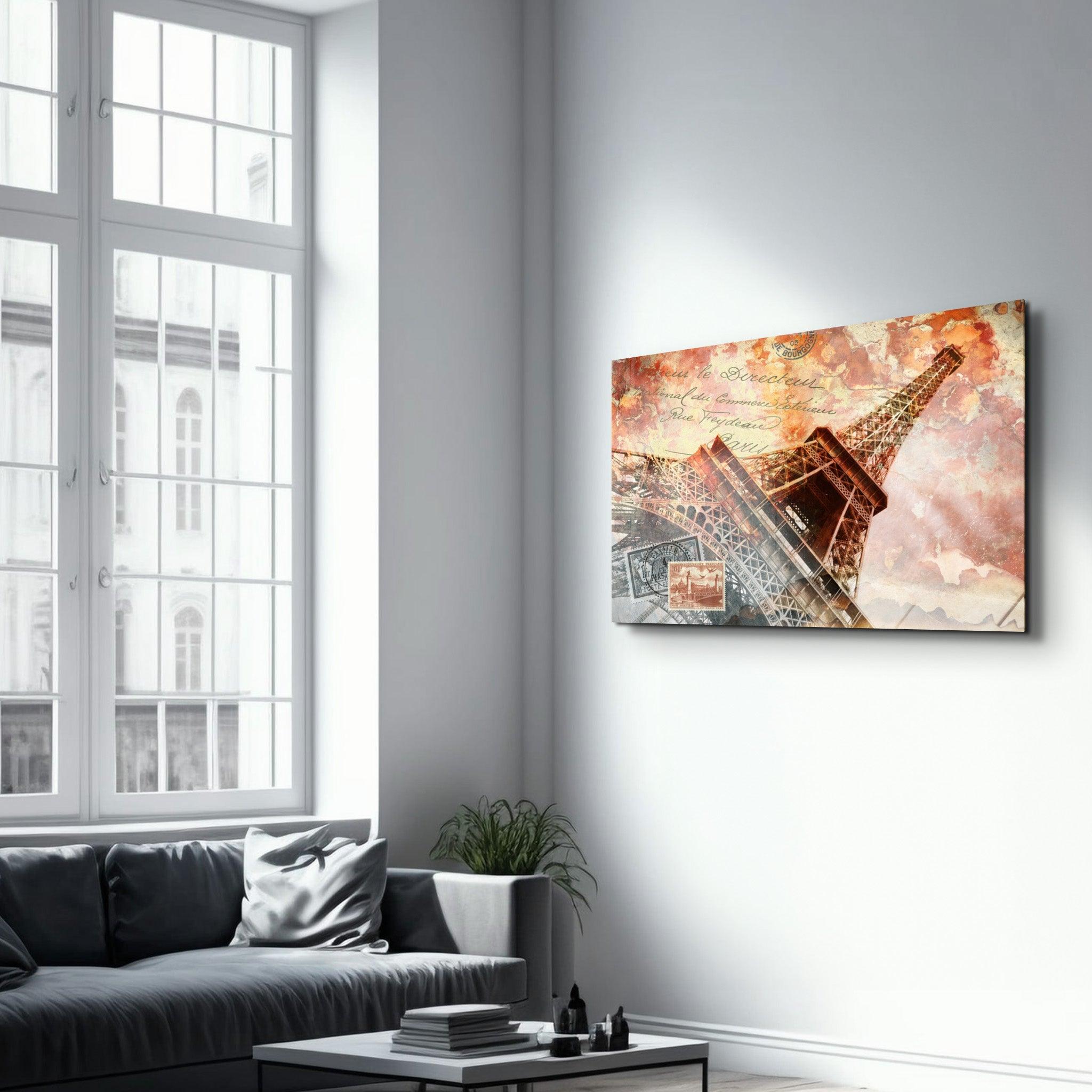 Abstract Eiffel Tower | Glass Wall Art - Artdesigna