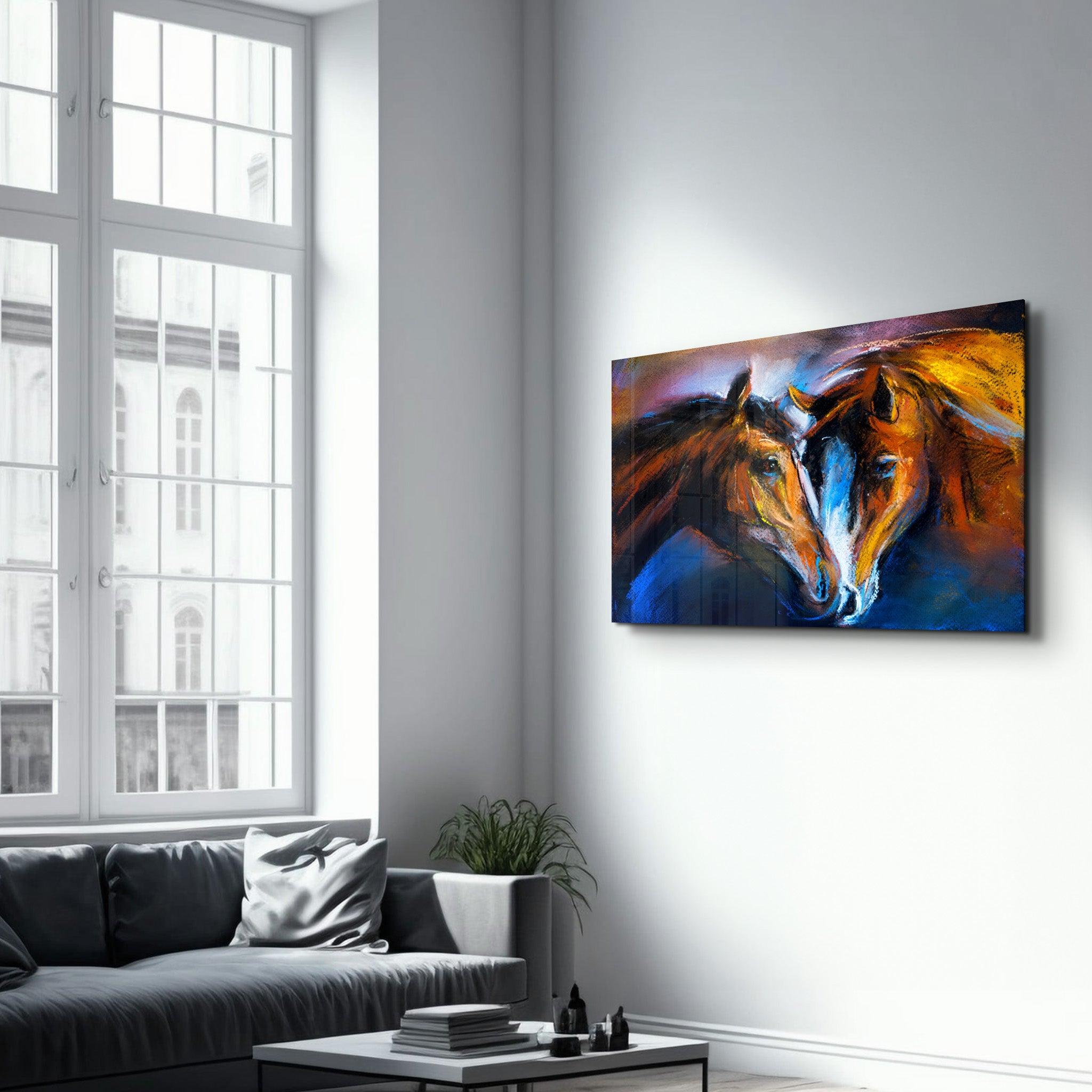 Wild Horses | Glass Wall Art - Artdesigna