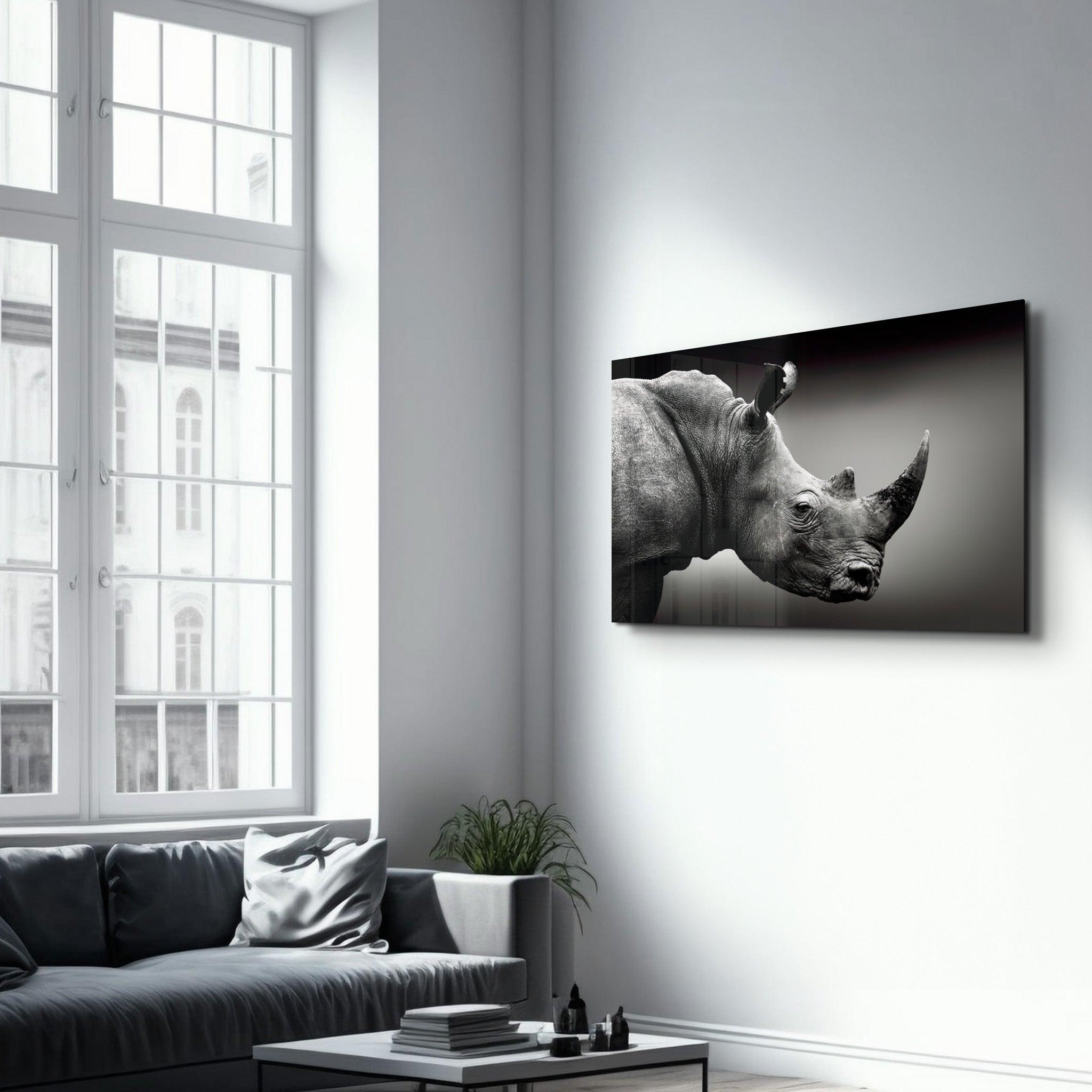 Rhino V2 | Glass Wall Art - Artdesigna