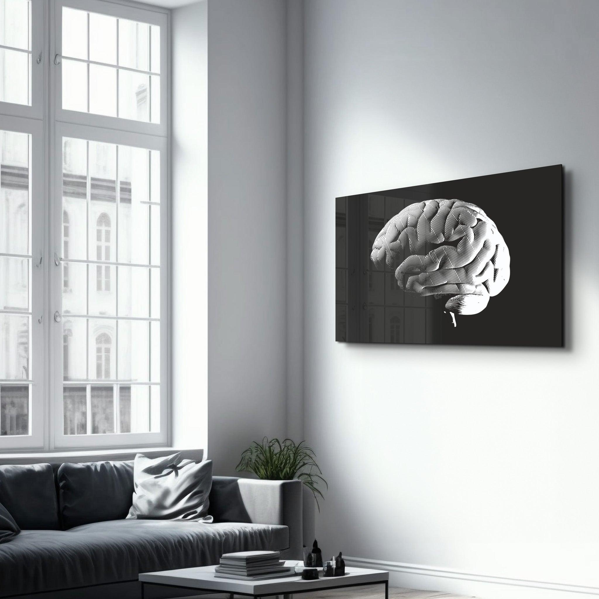 Brain Lines | Glass Wall Art - Artdesigna