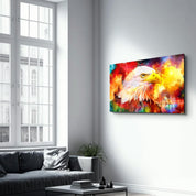 Abstract Colorful Eagle | Glass Wall Art - Artdesigna