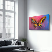 Spectrum Wings: The Colorburst Butterfly | Glass Wall Art - Artdesigna