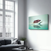 Hippo on the Boat 1 | Glass Wall Art - Artdesigna