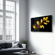 Golden Leaf | Glass Wall Art - Artdesigna