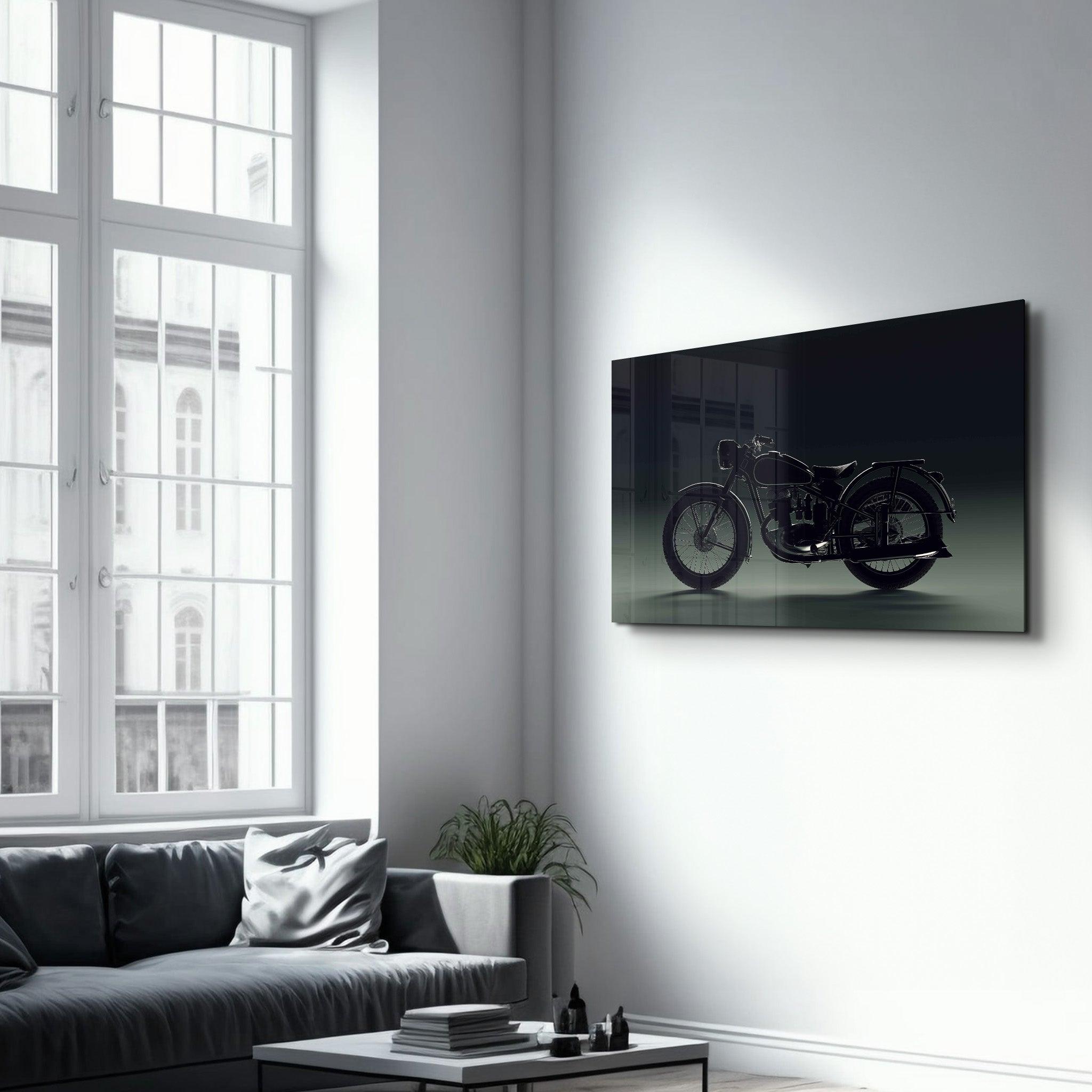 Old Biker | Designer's Collection Glass Wall Art - Artdesigna