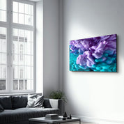 Purple and Blue Smokes | Glass Wall Art - Artdesigna