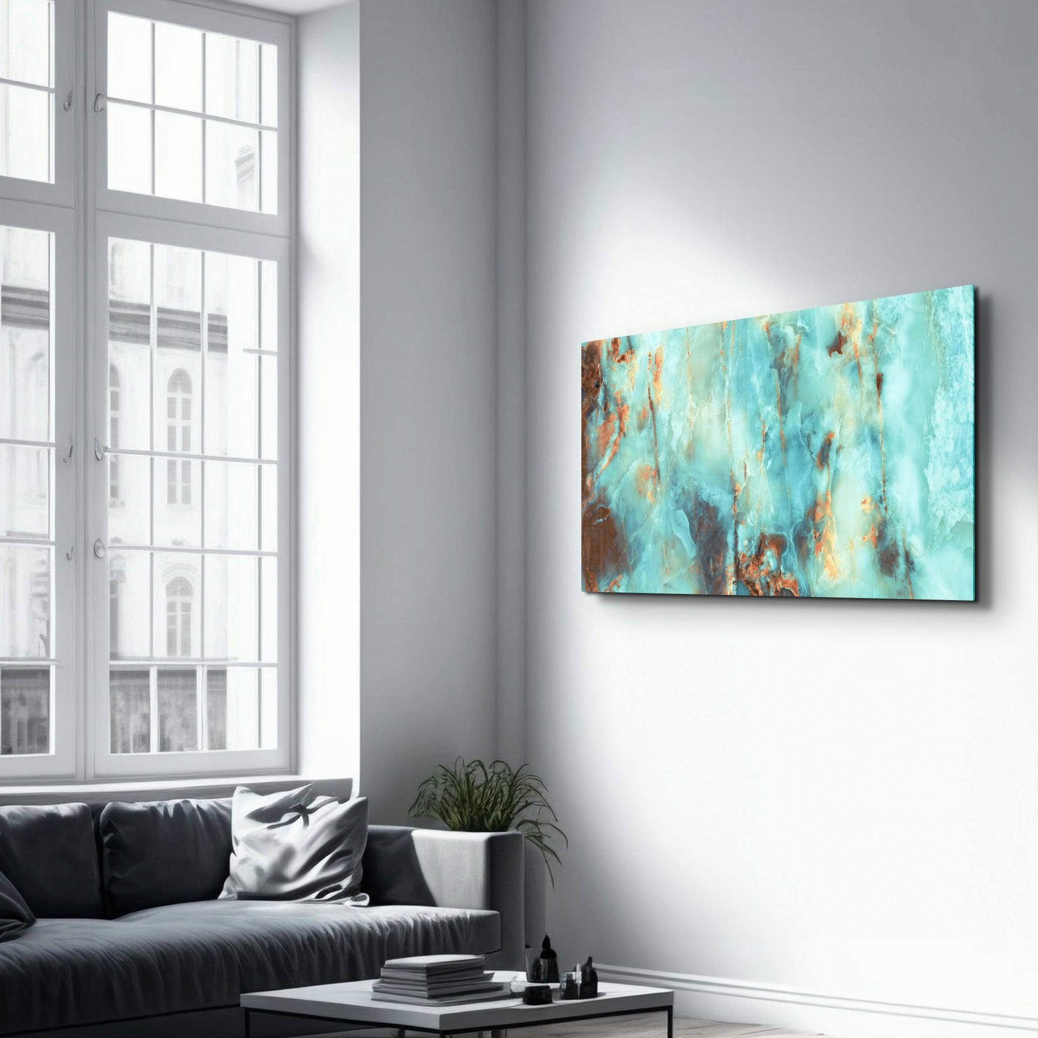 Natural Blue Marble | Glass Wall Art - Artdesigna